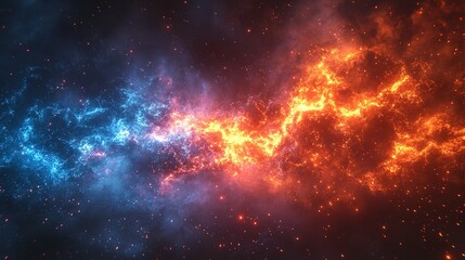 Naklejka premium Abstract fiery and icy cosmic swirl with sparks