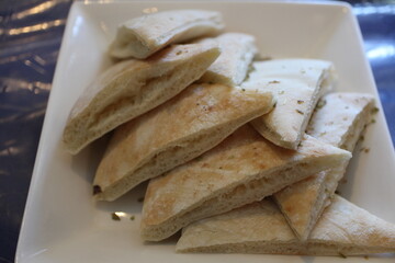 Greek cuisine: pita bread plate