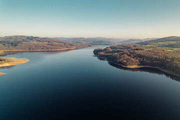 aerial view of the panneciere lake in France