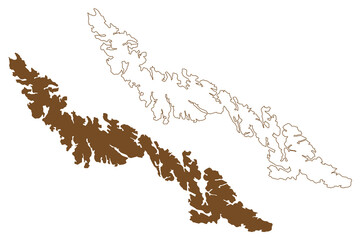 Desolacion island (Republic of Chile, South and Latin America, Tierra del Fuego Archipelago) map vector illustration, scribble sketch Isla Desolacion map