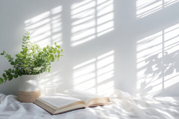 Fototapeta premium Book & Plant in Sunlight.