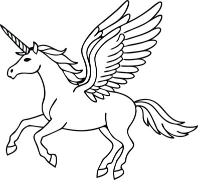 recommend clip art: winged horse vector line art,  flying pegasus skatch , unicorn silhouette