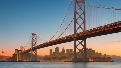 Fototapeta premium Oakland Bay Bridge at sunset, California, USA