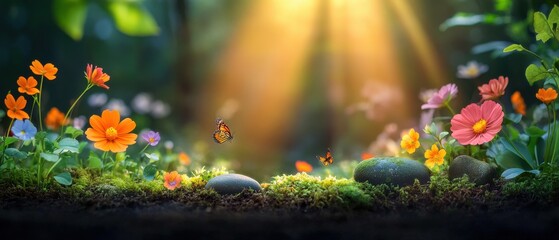 Sunny Garden Oasis with Soft Ethereal Glow