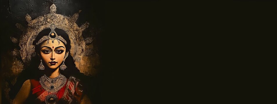 artwork of goddess sati with black background