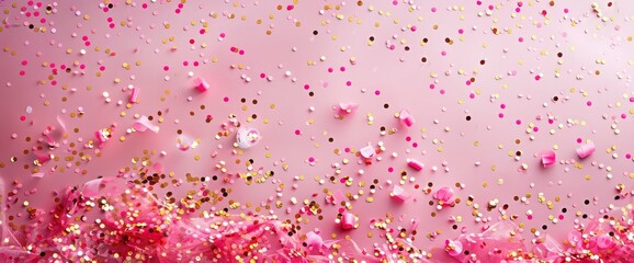 Naklejka premium Pink and Gold Confetti Background