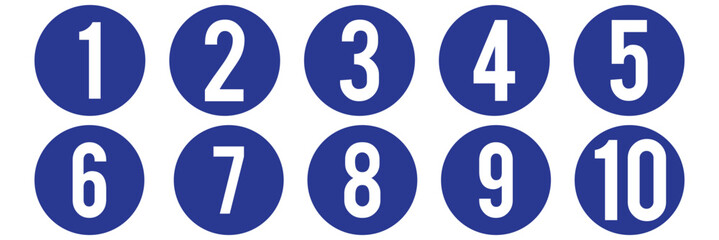 Set of Round 1-9 numbers icon for education and ui/ux design