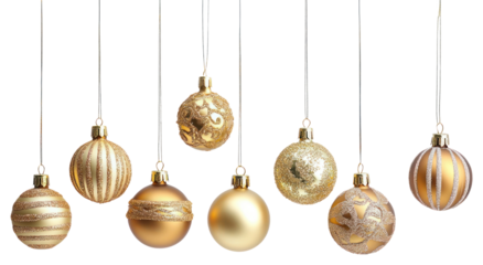 PNG Elegant gold Christmas ornaments