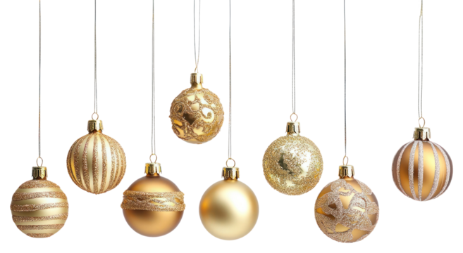 PNG Elegant gold Christmas ornaments