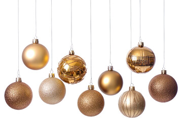 PNG Elegant gold Christmas ornaments hanging