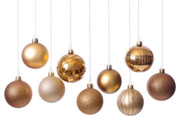 PNG Elegant gold Christmas ornaments hanging