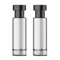 Perfume glass bottle mockup, 3d illustration round shape bottle for fragrance.