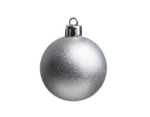 Weihnachtsbaumkugel in silber isoliert auf weißen Hintergrund, Freisteller 