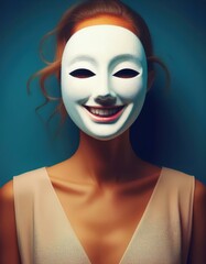 Invisible Mask- A person wearing a mask with a happy face while their true, more distressed face is visible underneath, symbolizing the hidden nature of mental health struggles