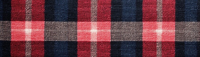 Woven fabric with a traditional plaid pattern, classic and timeless, flat design illustration