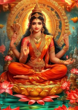 portrait of beautiful indian Goddess Lalita