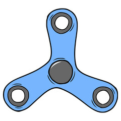 blue fidget spinner illustration hand drawn isolated vector