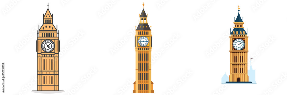 Wall mural a simple vector icon illustration depicting the group of big ben for a website isolated white backgr