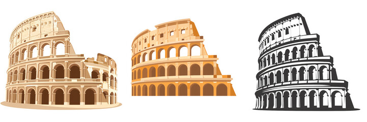 A simple vector icon illustration depicting the group of Colosseum for a website isolated white background