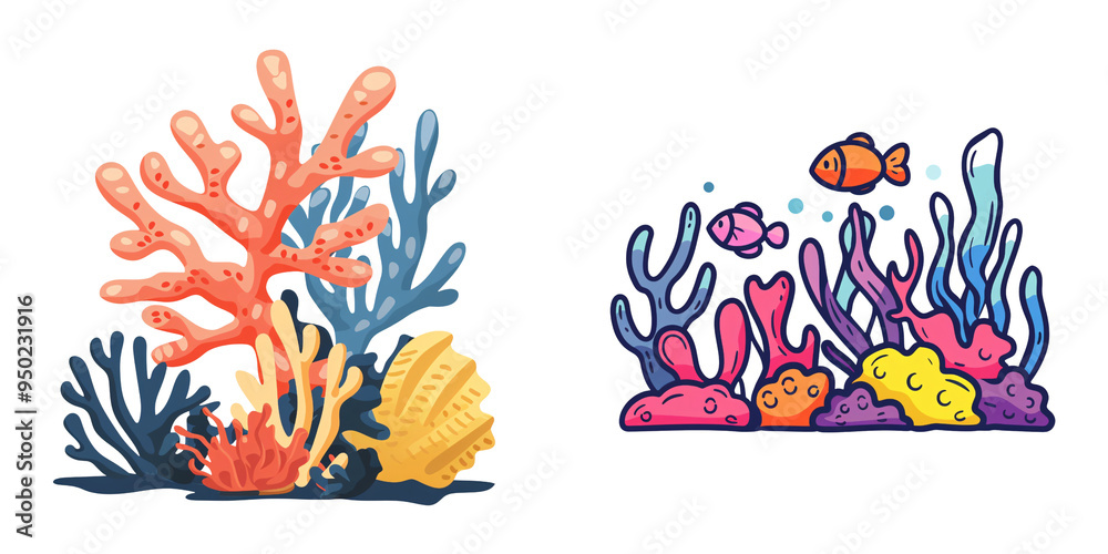 Wall mural a simple vector icon illustration depicting the group of great barrier reef for a website isolated w