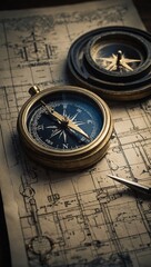 Compass and Ruler Compass, ruler, and blueprint.