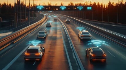 Fototapeta premium autonomous vehicle using V2X technology 
