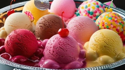 Colorful and Flavorful Assorted Ice Cream Scoops