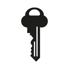 The black silhouette of the key on a white background. A simple flat vector illustration