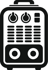 Black glyph icon for portable inverter welding machine, professional equipment for metalworking