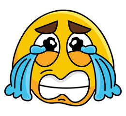 Crying Face Emoji Filled Line