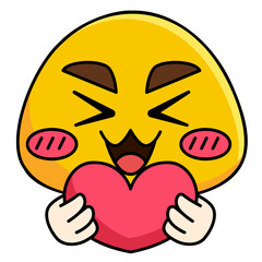 Love Face Emoji Filled Line