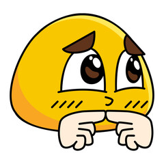 Shy Face Emoji Filled Line