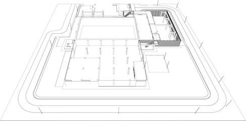 3D illustration of industrial project
