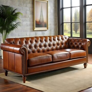 The stylish leather sofa on wooden legs nice image use ai generator sxd