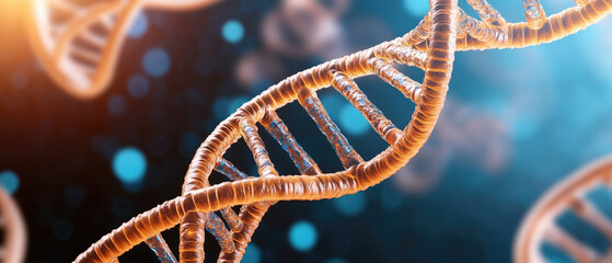 Molecular Blueprint, an intricate visualization of a DNA double helix, highlighting the essential structure of genetic material amidst a softly glowing background.