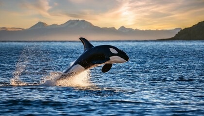 Fototapeta premium orca saltando en el mar