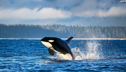 Fototapeta premium orca saltando en el mar