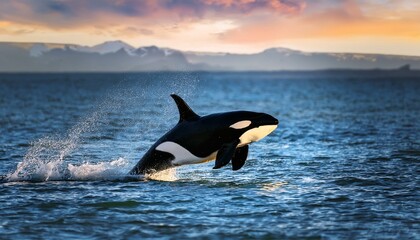 Fototapeta premium orca saltando en el mar