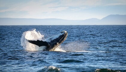 Naklejka premium ballena saltando en el mar