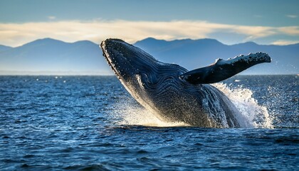 Fototapeta premium ballena saltando en el mar