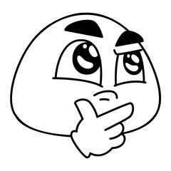 Curious Face Emoji Black fill Color