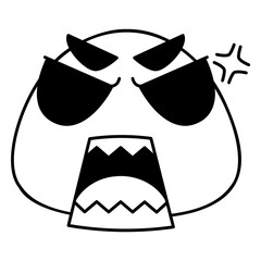 Angry Face Emoji Black fill Color
