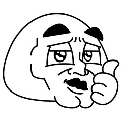 Meme Thumbs up Face Emoji Black fill Color