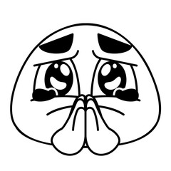 Sorry Face Emoji Black fill Color