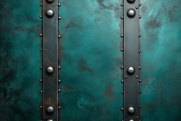 An abstract background featuring metallic textures with reflections, showcasing silver and emerald green hues