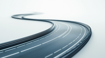 3D rendering of infinity symbol road in adventure route concept, Road white background. Never ending loop road
