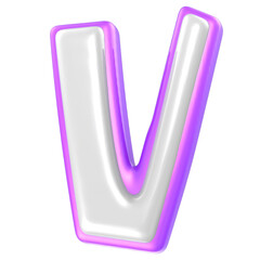 Font V Purple And White 3D Rendering