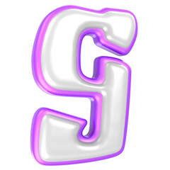g Purple And White Font 3D Rendering