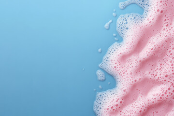Naklejka premium Soft pink bubbles on a blue background during daylight