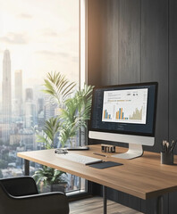 Fototapeta premium professional financial advisor's office with a modern desk